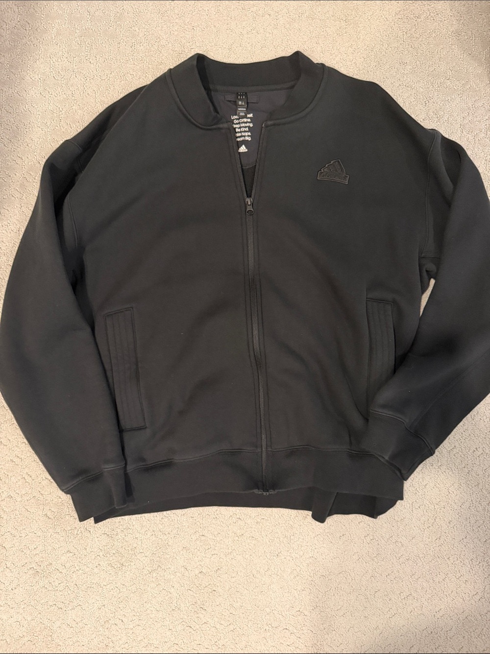 adidas XL Like New Black Full-Zip Bomber Jacket